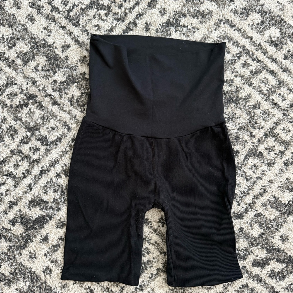 Isabel Over the Belly Black High-Waisted Biker Shorts